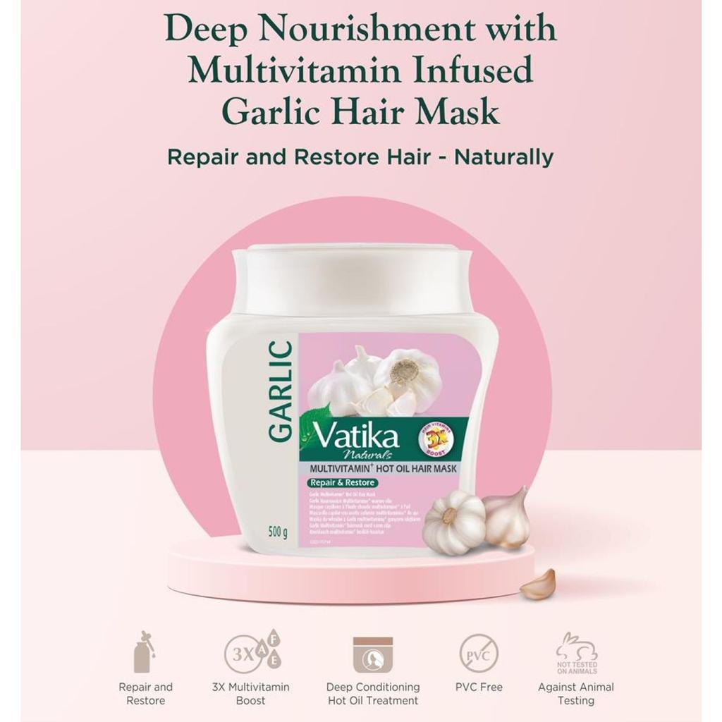 Маска для волос Vatika Garlic Multivitamin Hot Oil - Восстановление и восстановление (Маска для волос) 500г
