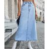 Cross-border Women's European & American Casual High Waist A-line Denim Midi Skirt