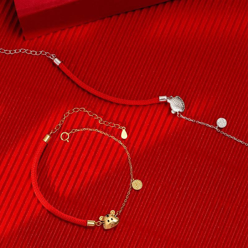 Banyan Tree S925 Silver Tiger Red String Bracelet - 2022 Zodiac Niche Design