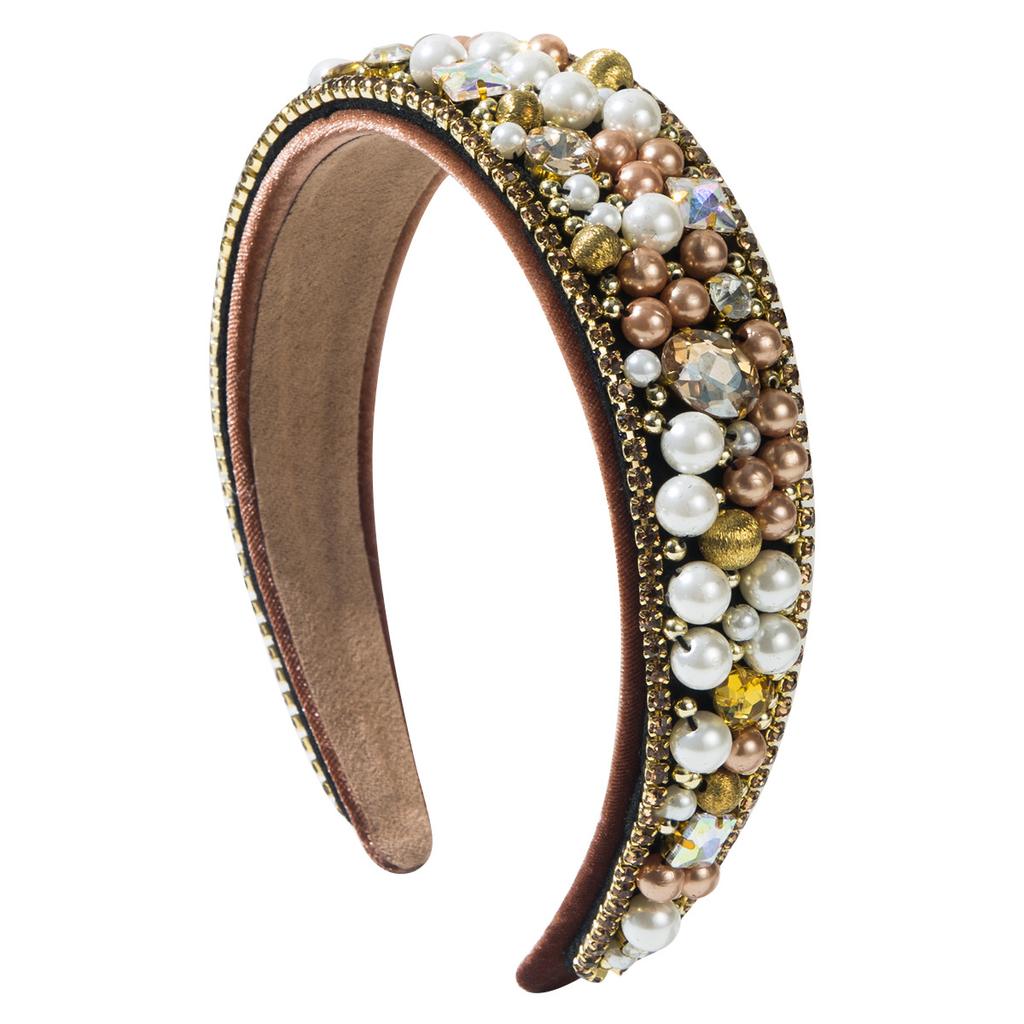 Модные повязки на голову в стиле барокко, повязки на голову из стеклянных кристаллов с жемчугом, роскошные аксессуары для волос высокого класса