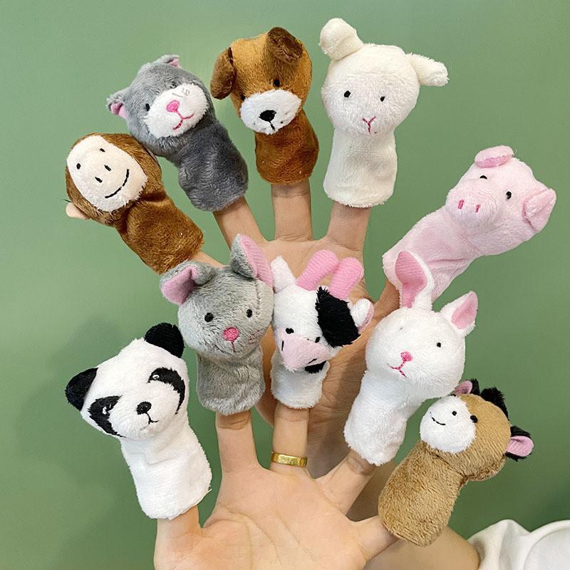 Милый плюшевый набор игрушек-пальчиковых кукол в виде кролика для детей, мягкий короткий плюш, наполнитель белый 9 см