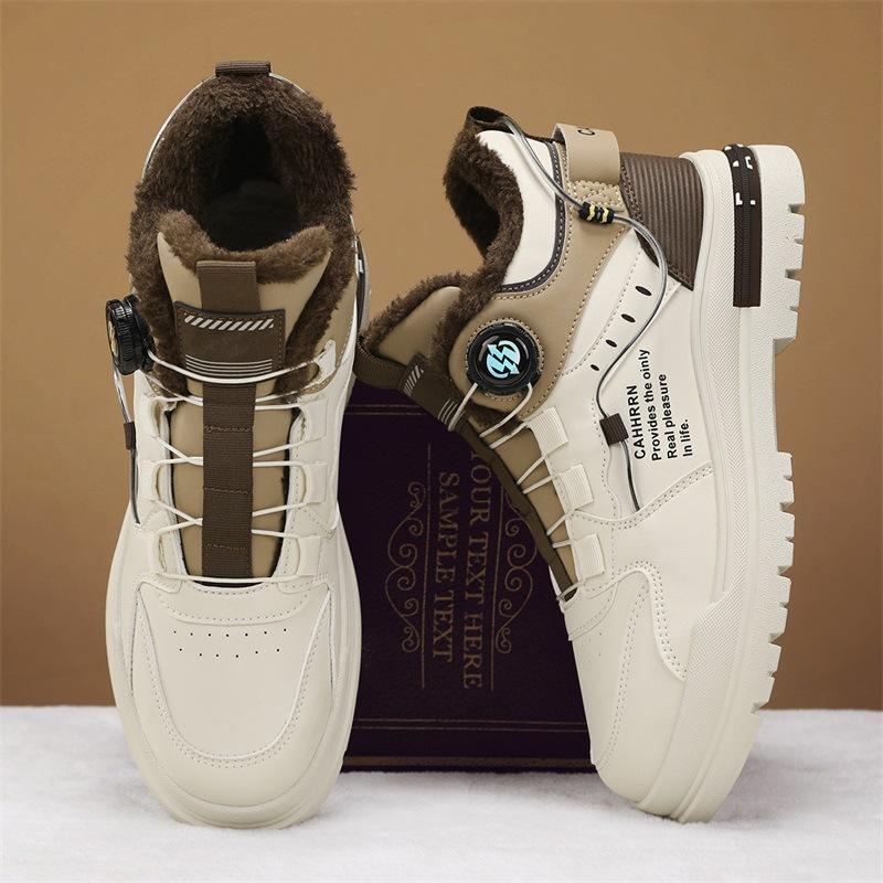 Зимняя мужская обувь новая вращающаяся пряжка универсальные бархатные ботинки Мартина мужские на платформе повседневные кеды