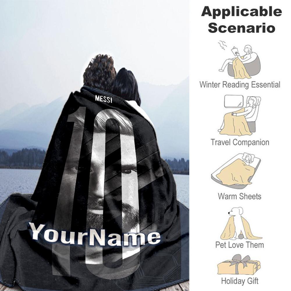 Messi 242 Customize Your Name Blanket Throw Personalized Blanket Soft Warm Cozy Great for Living Room Sofa Picnics Livingroom Four Seasons Universal