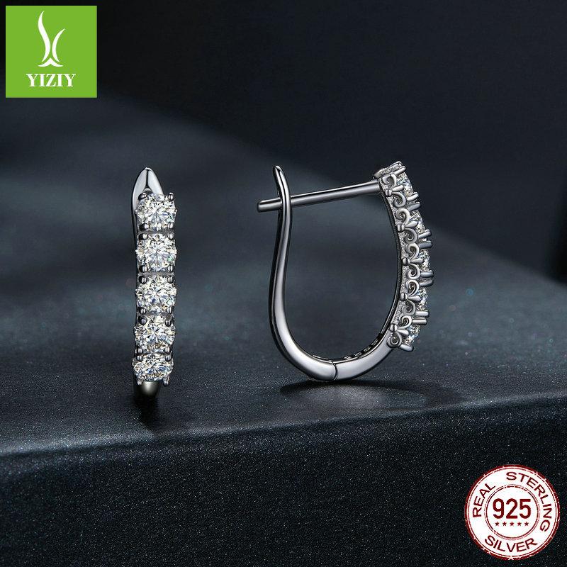 U-Shaped Moissanite Pattern Ear Buckle Women'S, Fashionable Commuter S925 Silver 10-Point Mozzarella Diamond Earrings