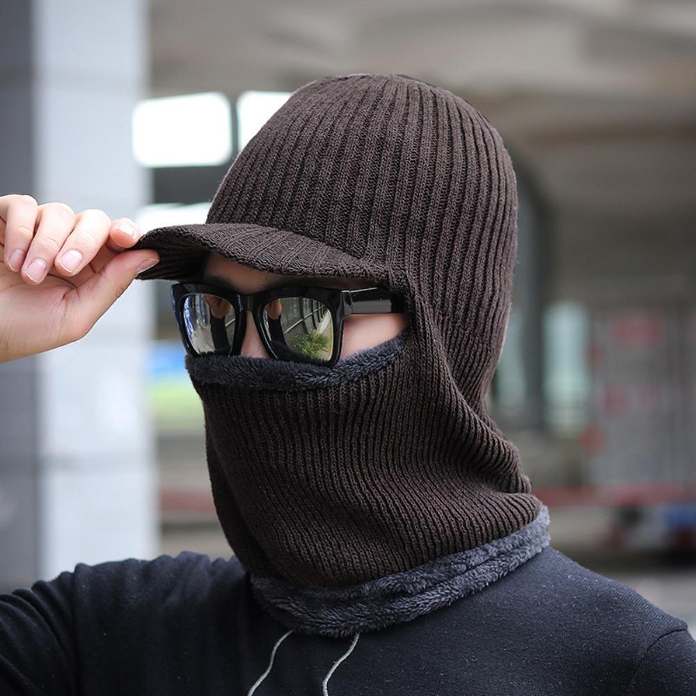 Keep Warm Male Beanie Hats Thick Scarf Cap Comfortable Winter Hat Scarf