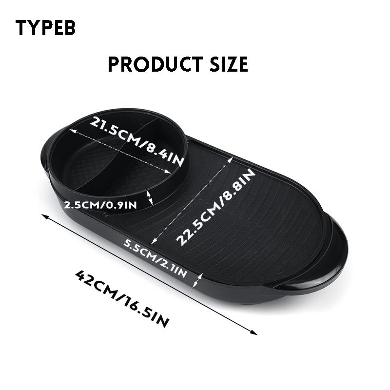 220V 5 Temperature Adjustments Portable Electric Grill Hot Pot Oven Home BBQ Smokeless Grill Chafing Dish Non-Stick Pan 2-In-1