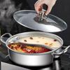 Утолщенный китайский суп хот-пот со стеклянной крышкой, кастрюля юаньян с перегородкой, хот-пот для ресторана