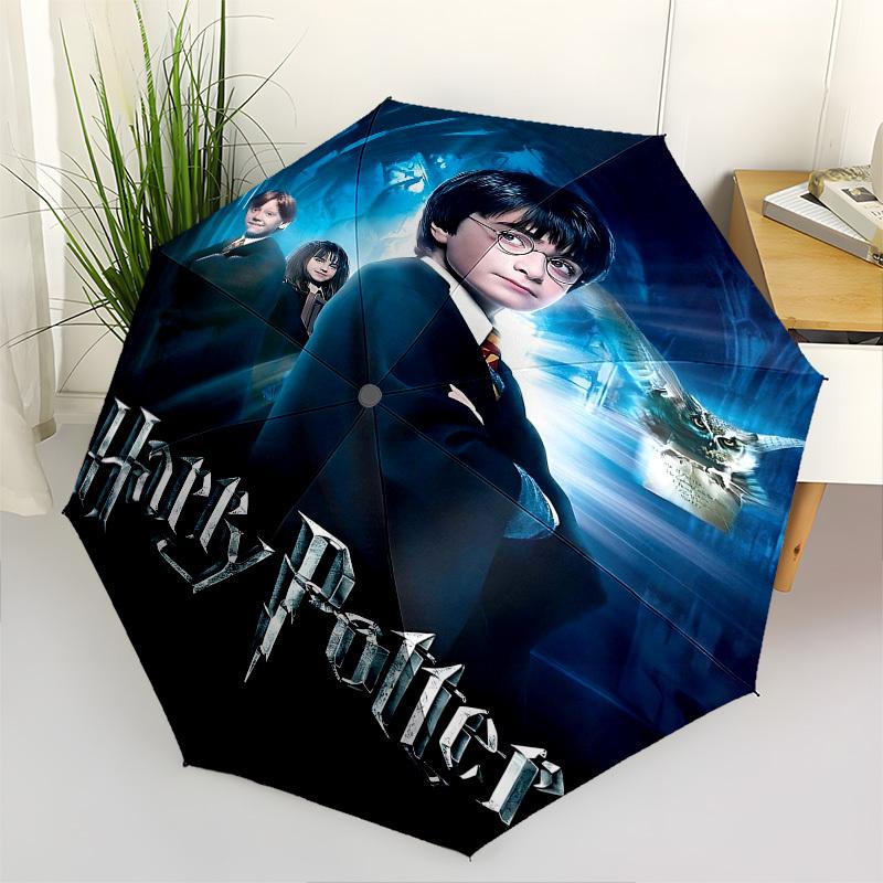 1pc Harry Potter and the Philosopher's Stone Automatic Folding Umbrella - Compact 8-Rib Design, Durable Plastic & Iron1209L