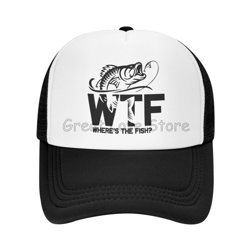 WTF Где Рыба Принт Сетчатая Бейсболка Унисекс Регулируемая Snapback Кепки Папина Рыболовная Шляпа Летние Шляпы от Солнца