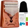 Moon River Kalimba, 17-Key, Pre-Tuned, Scale Engraved, Thumb Piano with Japanese Sheet Music, Beginner-Friendly Instrument Set (Brown)
