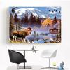 Алмазная вышивка Лось с домом Алмазная картина Вышивка крестиком горный хрусталь Пятнистый олень и северный олень
