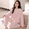 Pajamas Women'S Winter Coral Fleece Thickened Fleece Warm Autumn And Winter Flannel Loungewear Set