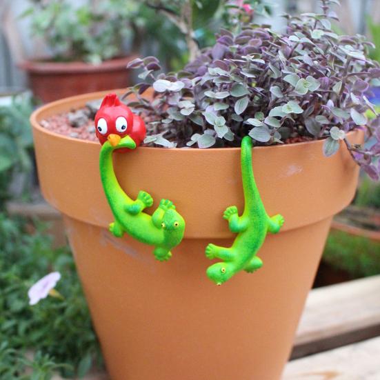 Yousheng 2 шт. Кашпо Статуэтка геккона Подвесная Фигурка лазающей ящерицы Подвеска для цветочного горшка Декорация Смола Геккон для офиса Цветочный горшок Уличное растение