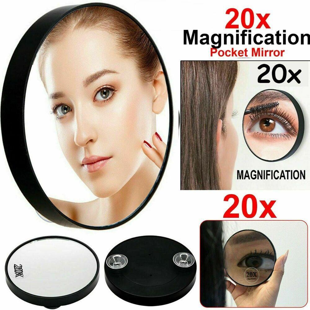 Beauty Black Cosmetics Tool Makeup Mirror Round 20X Magnifying Mirror Two Suction Cups