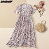 Летнее платье больших размеров, пляжный сарафан, льняное повседневное женское платье с цветочным принтом, большое новое платье 2022 года