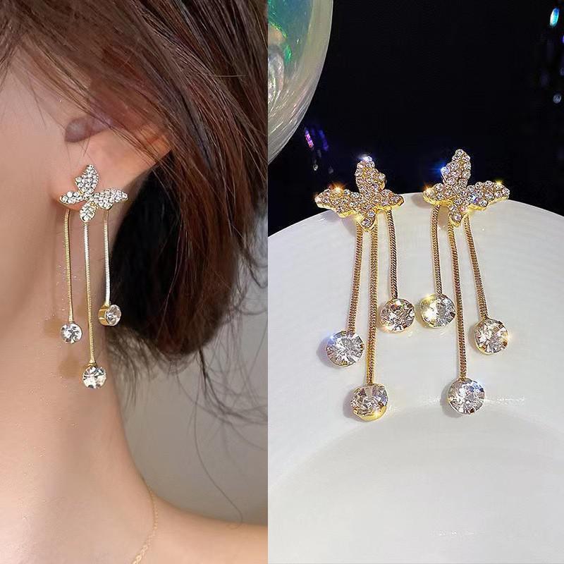 925 Silver Needle Korean Fashion Long Chain Tassel Earrings For Women Metal Earing Jewelry Trending Women's Drop Earrings