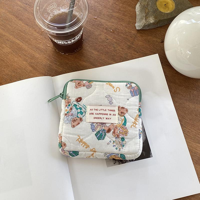 Женская портативная гигиеническая сумка для хранения тампонов, хлопковая дорожная сумка для хранения косметики, литературный кошелек на молнии для хранения мелочей