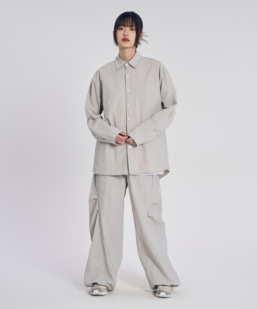SLOW RECORD HOUSE Parachute Flare Pants_Gray