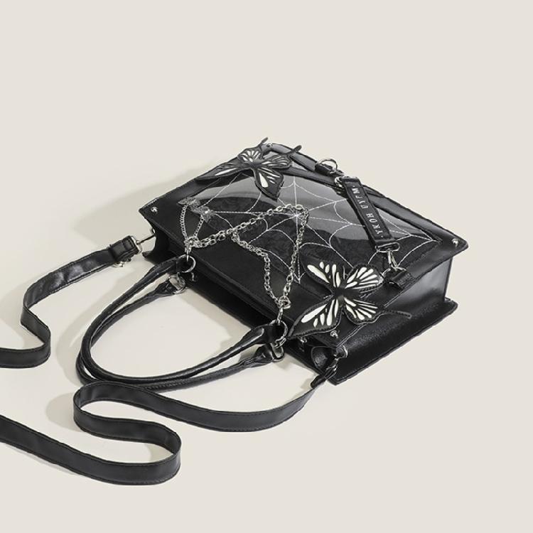 Сумки-мессенджеры в панк-стиле, Хэллоуин, готические, с бабочками, паучьей сетью, сумки-тоуты