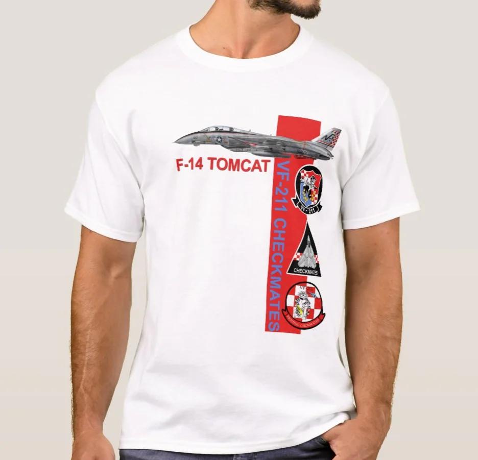 VF211 Fighting Checkmates F14 Tomcat Fighter TShirt Summer Cotton Short Sleeve ONeck Mens T Shirt New S3XL