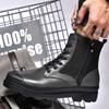 Мужские повседневные ботинки, классические черные уличные ботинки, высококачественные ботинки из натуральной кожи для мужчин, мотоциклетные ботинки с толстой подошвой, мужские ботинки