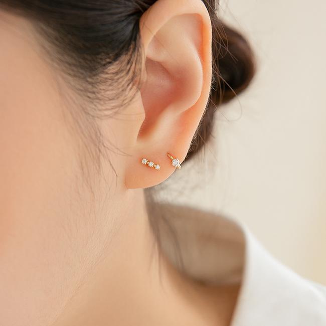 Пирсинг для уха Lunne 14K с тройным Q-образным стержнем (14-каратное золото) (Толщина стержня 1 мм) #Pib13