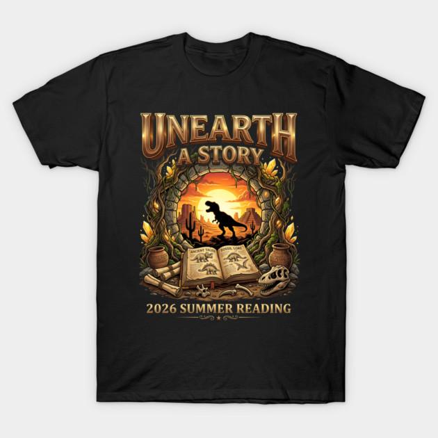 Asian Size Men Black Print T-shirt Prehistoric Adventure Summer Reading 2026 T-Rex No-Cut Print Cotton Tshirt
