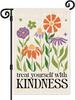 Treat Yourself With Kindness Retro Oral Garden Ag, Double Sided Yard Outdoor Farmhouse Lawn Porch Decor Ag, Inspiratio EEL