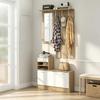 Hallway coat rack furniture with coat hook panel, mirror and shoe bench, 6 hooks and adjustable shelf (only with hallway coat rack furniture)