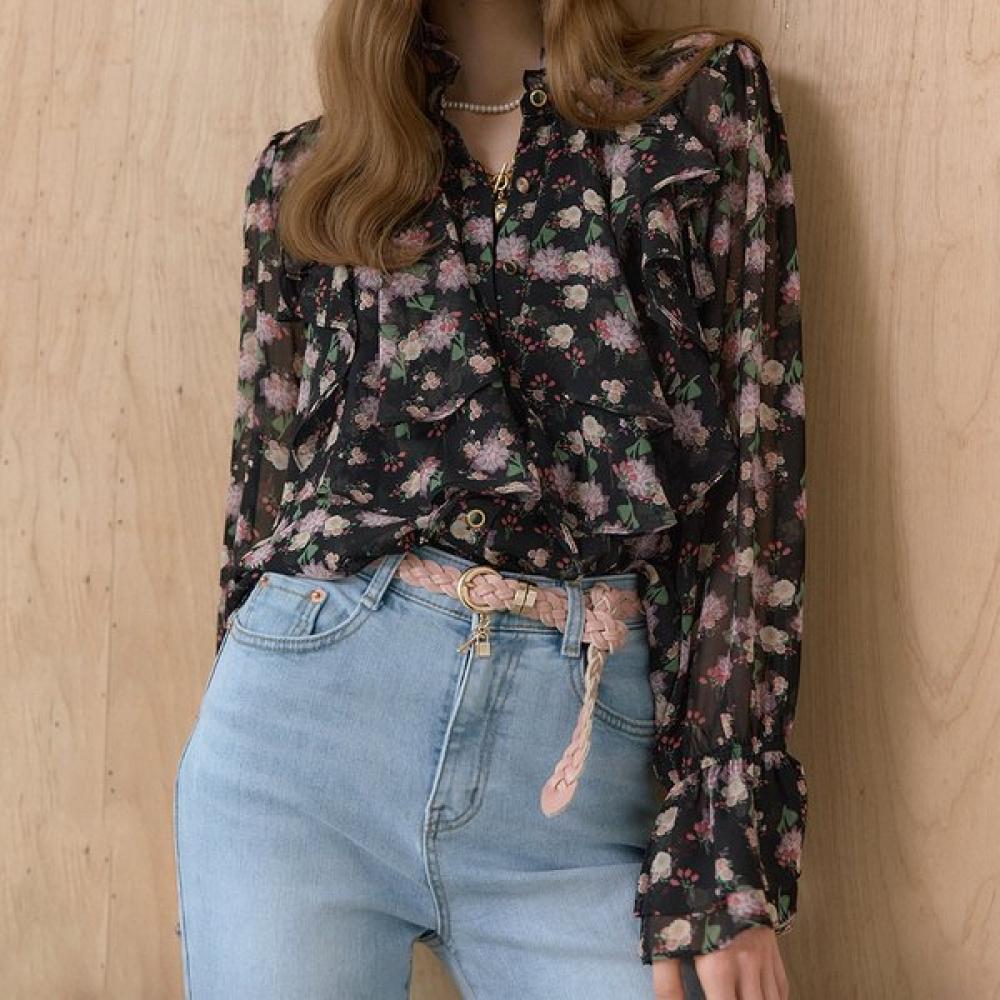 MAXZA Шифоновая блузка с цветочным принтом и оборками Zc08qb001on