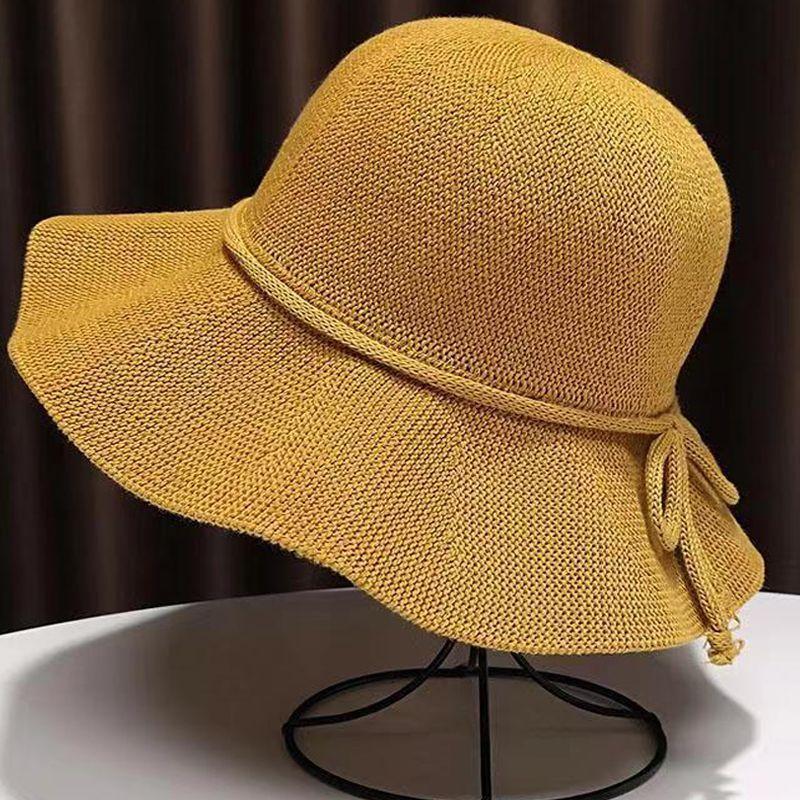 Большая шляпа от солнца для женщин, летняя дышащая складная шляпа от солнца для рыбалки с бантом для отдыха на пляже