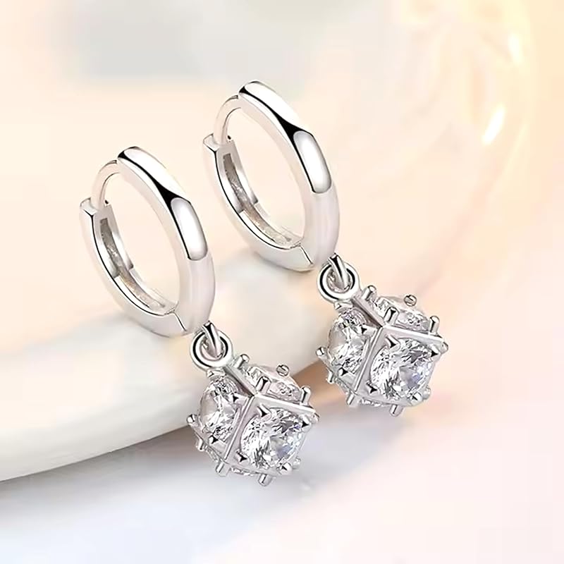 "YINCHIE" Earrings Ladies Popularity High Quality Zirconia Birthstone Hoop Earrings Sway Ring Compatible with Metal Allergies 18k Gold Platinum Plated