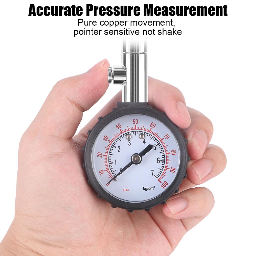 Car Tire Pressure Gauge Monitor for Auto Motorcycle Monitoring System Long Tube Meter High Precision Tyre Air Tester 0-100PSI