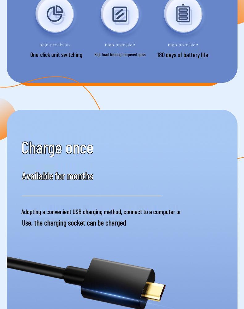 Rechargeable High-Precision Household Electronic Weight Scale, Durable and Compact with Free Shipping