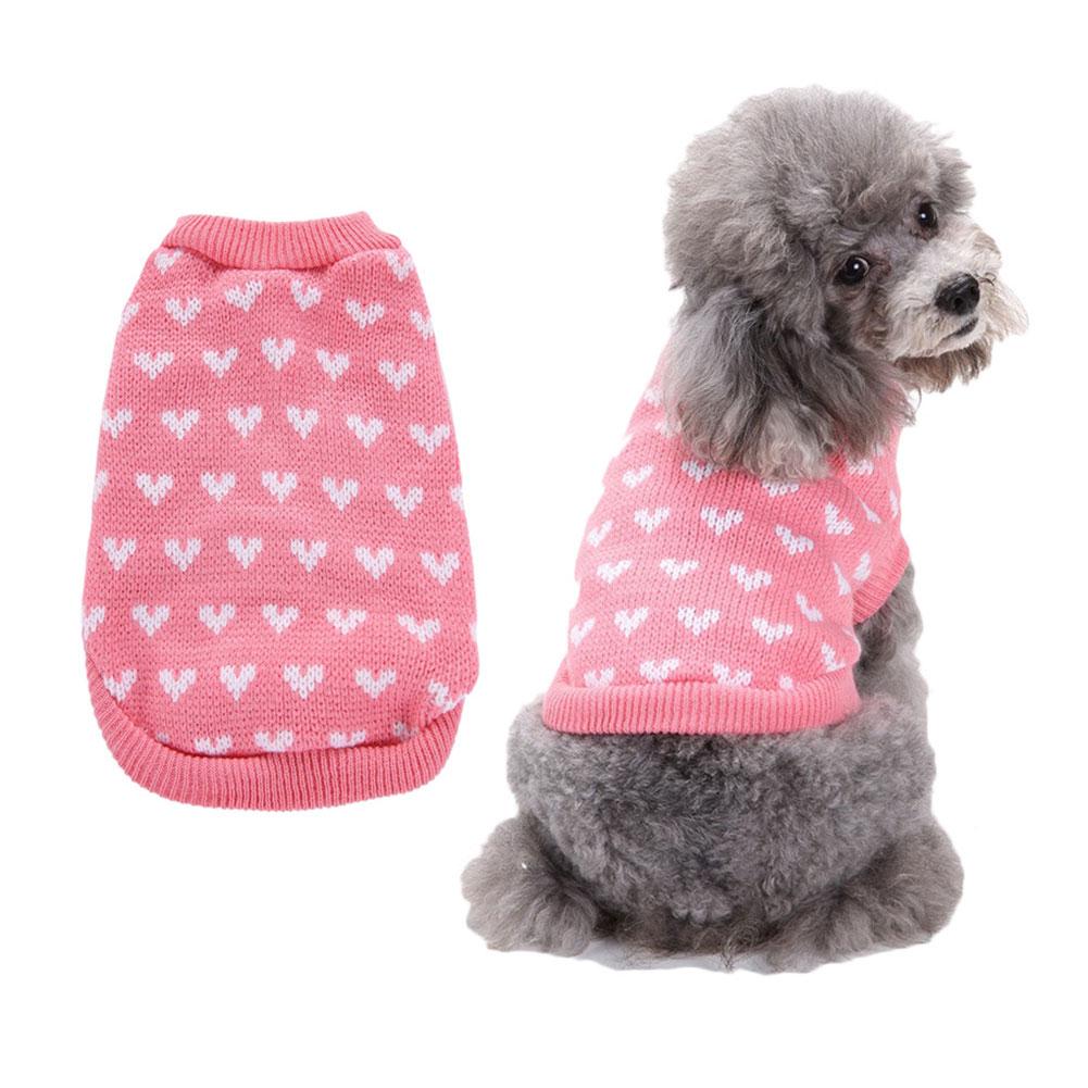 Зимний теплый свитер для домашних животных с рисунком в виде сердца для маленьких и милых животных, а также для осенне-зимней одежды для домашних животных J8R3