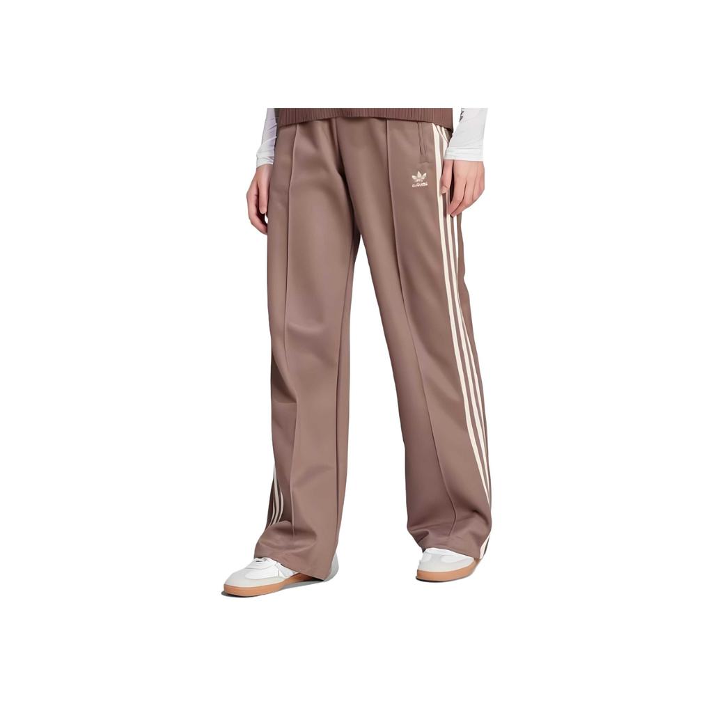Adidas Оригинальные SS25 удобные мягкие дышащие полосатые повседневные брюки женские низы Shadow-Brown Wonder-White JZ5535