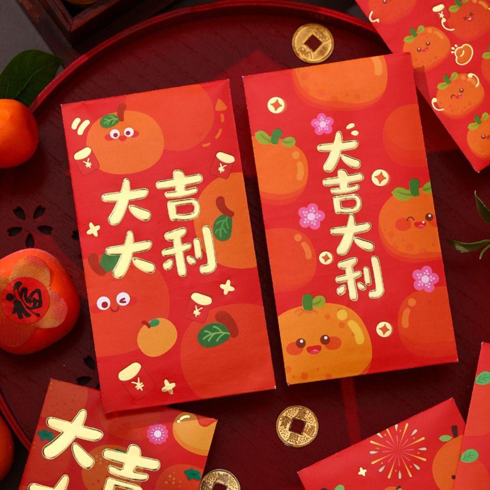 6Pcs Embossed Dragon Year Hongbao Profit Is Sealed Red Envelope Three-Dimensional Chinese New Year