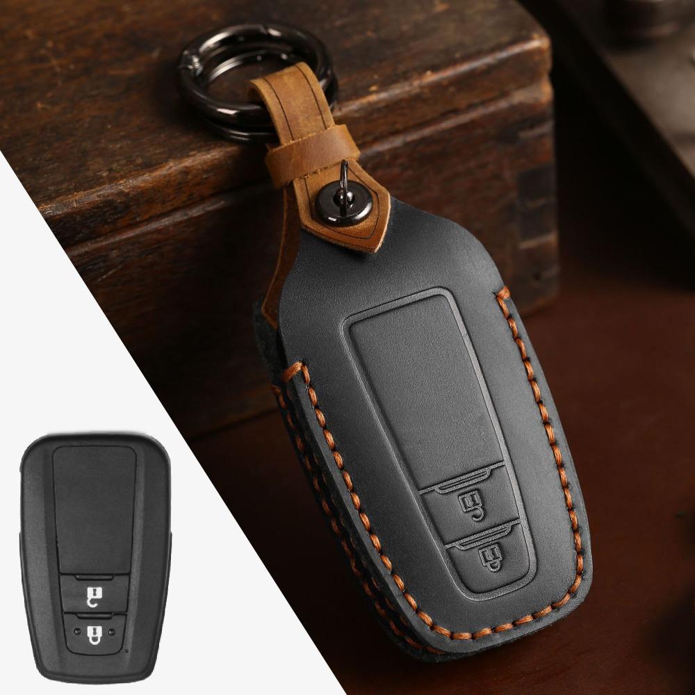 Handmade Genuine Leather Key Cover for Toyota Camry Avalon Retro Crazy Horse Style Car Key Case