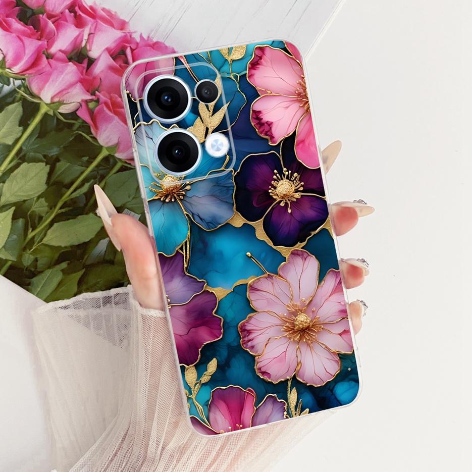 For Oppo Reno13 Pro Case CPH2697 Luxury Flowers Butterfly Painted Cover Soft Slim Phone Case For Oppo Reno 13 Pro Reno13 5G Bags