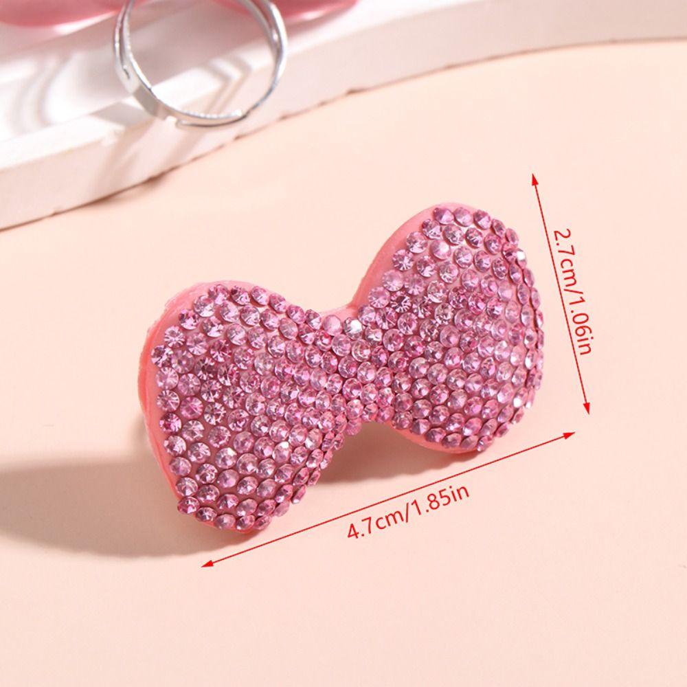 Sparkle Bow Women Finger Ring Adjustable Y2k Millennial Ring Trendy Pink Bow Rings  Finger Charms