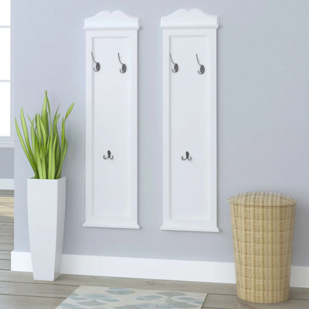 Coat Rack Panel 2 pcs White