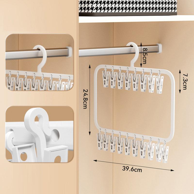 Multi-Clip Detachable Sock&Underwear Drying Rack–Foldable Space-Saving Hanger with RemovableClips forBaby Clothes,Towels,Laundry
