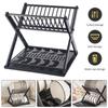 Household Storage Bowl Rack Double Shelf Bowl Draining Rack Kitchen Storage Bowl Holder Plate Organizer Drainer Rack Kitchen Accessories