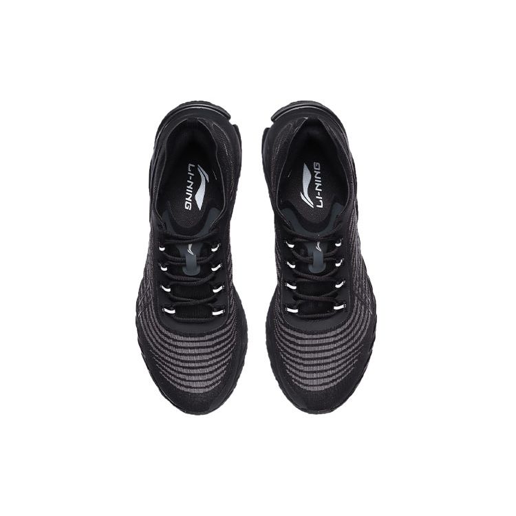 Li-Ning Удобные универсальные амортизирующие нескользящие износостойкие дышащие легкие низкие кроссовки для бега унисекс черные ARHR059-3