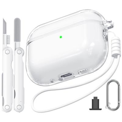 Joremx AirPods Pro 3 Прозрачный ТПУ Зарядный Кейс В комплекте Гель-Очиститель и Салфетка Белый, (2025), Материал/Легкий/Ударопрочный/Потеря