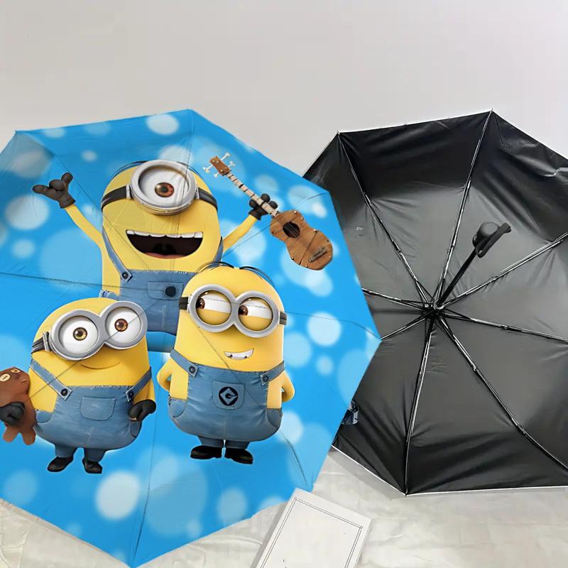 1PC minions ukulele Umbrella-8-Rib Reinforced, Automatic Open, Lightweight & Durable, Cute Fashion Accessory for Outdoor, Beach or Casual Use, Beach U