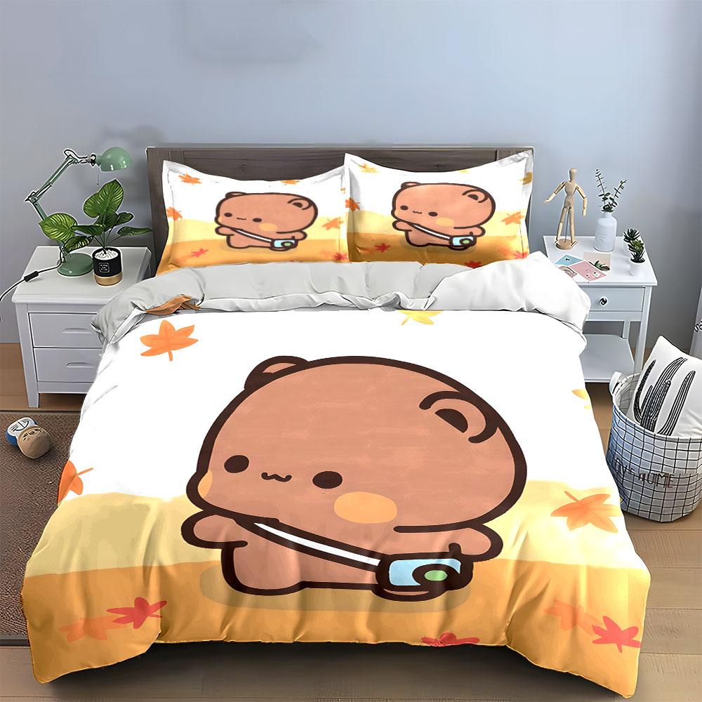 Adorable bear with autumn leaves Bedding sets Duvet covers Pillowcases(1* Duvet Cover 2* Pillowcases without duvet insert)