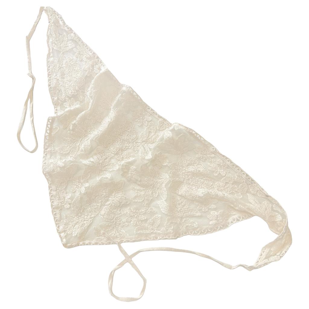 Elegant French Farm Style Lace Triangular Headscarf Stylish Scarf Head Wrap Korean Fashion Hair Band for Women and Girls