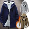 Мужские хлопковые ветрозащитные однотонные пальто, парки, куртки для мужчин, длинные пальто с капюшоном, зимние теплые толстые флисовые парки, куртки