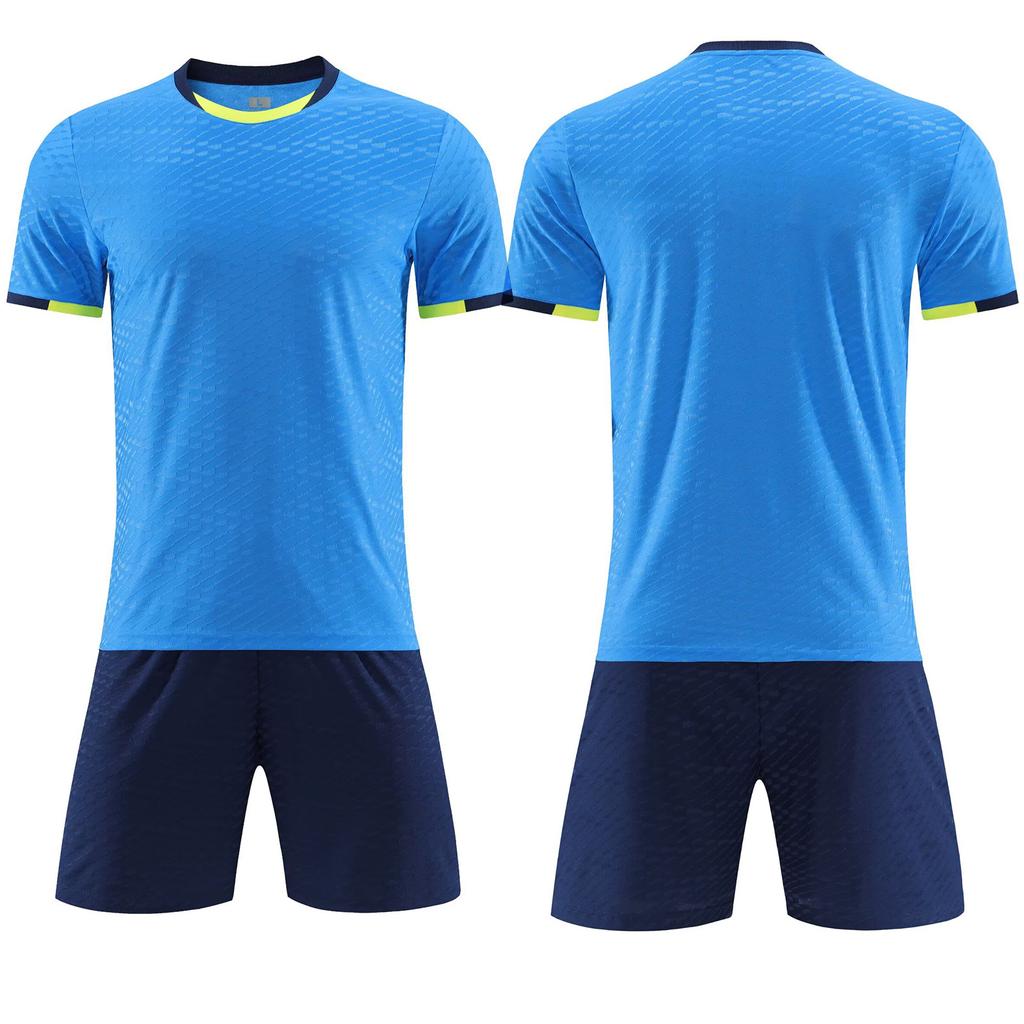 Wholesale football jersey set Customized men's and women's training short-sleeved jersey Student sports competition breathable and quick-drying 